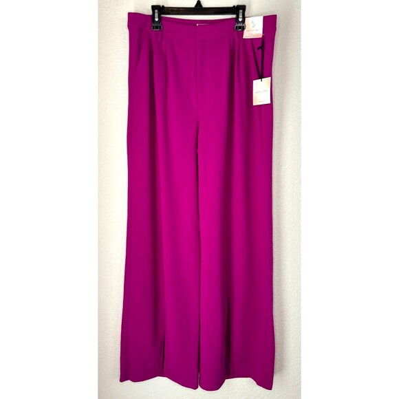 Happily Grey Women's SIZE 9 Wide Leg Trouser Pants Flair Slit Bottom Purple Pink - Picture 3 of 8